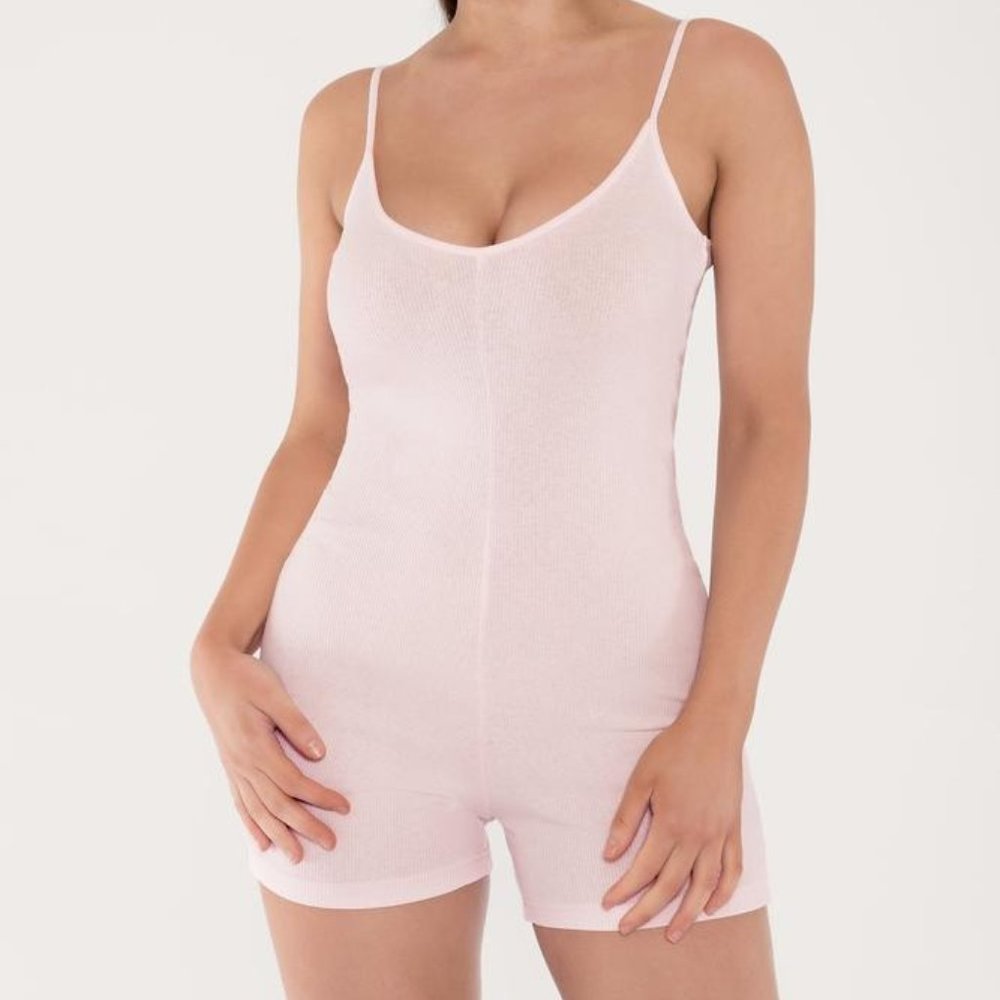 NWT Meshki Aria Baby Pink Bodycon Ribbed Playsuit